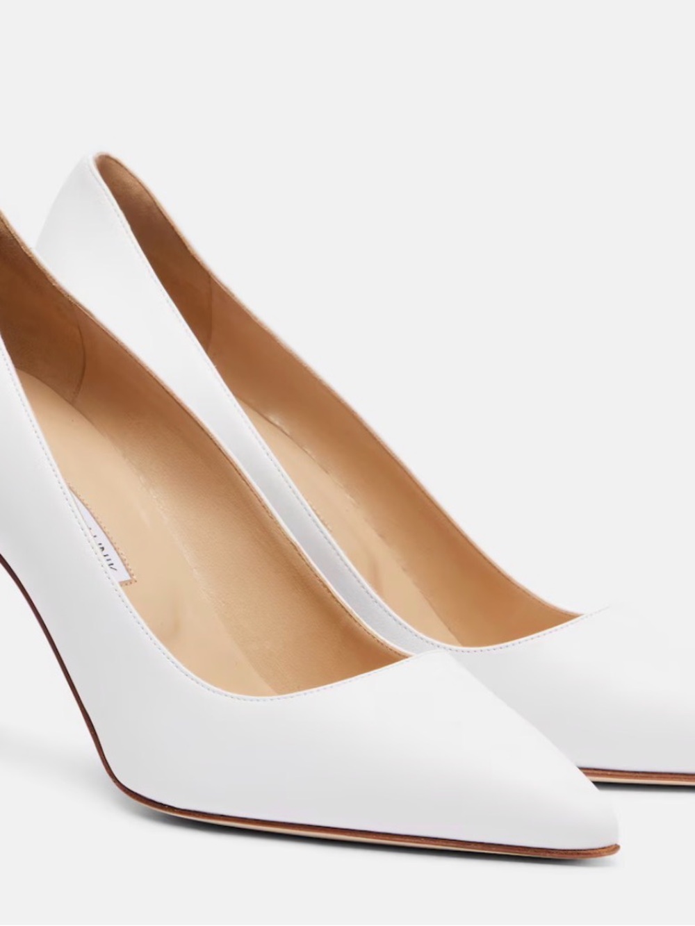 Women's White Pointed-Toe Pumps Manolo Blahnik BB 90